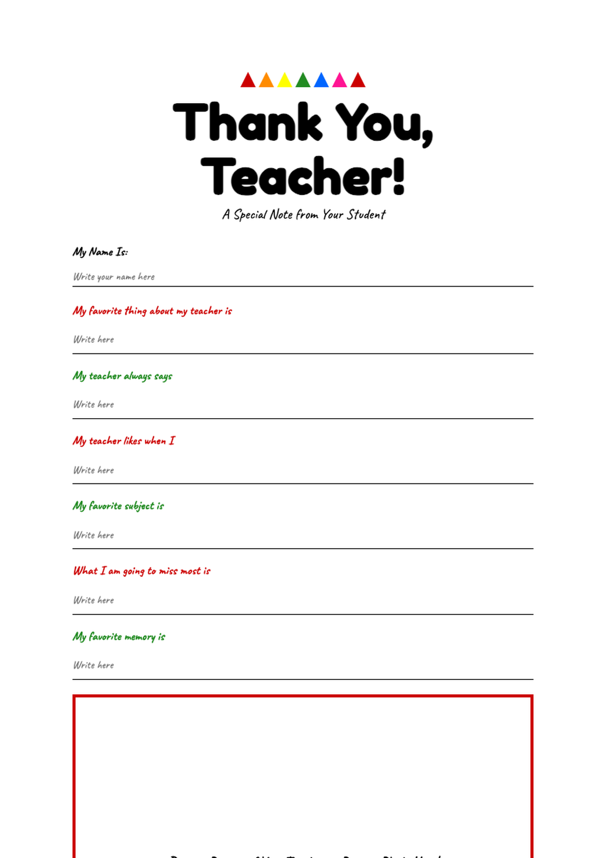 Colorful teacher appreciation thank you note with fill in blanks and apple graphic_variant_3